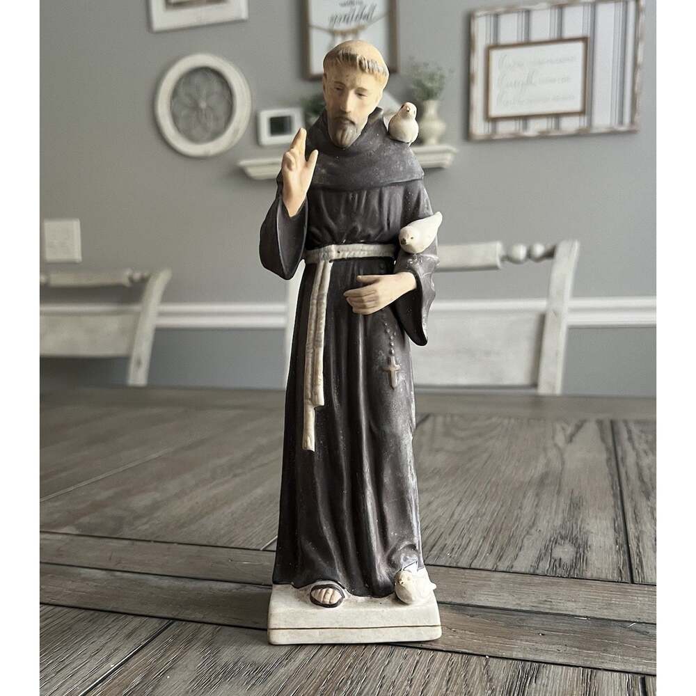 VTG Saint Francis Figurine Peace Doves Napco Japan R1285 Height 10 Inches